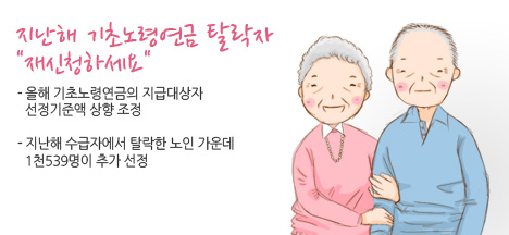 지난해 기초노령연금 탈락자 “재신청하세요”  