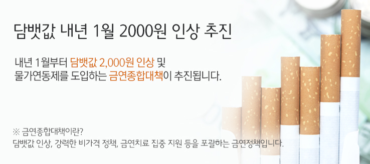 담뱃값 내년 1월 2000원 인상 추진