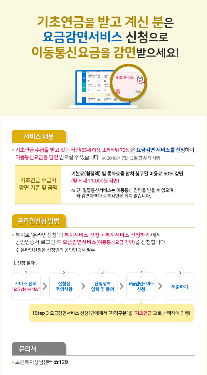 기초연금수급자 이동통신요금 감면