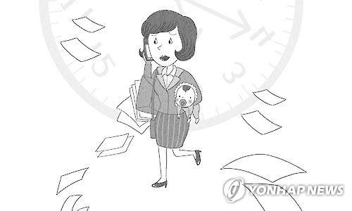 워킹맘과 아기의 모습 일러스트(연합뉴스 자료사진)