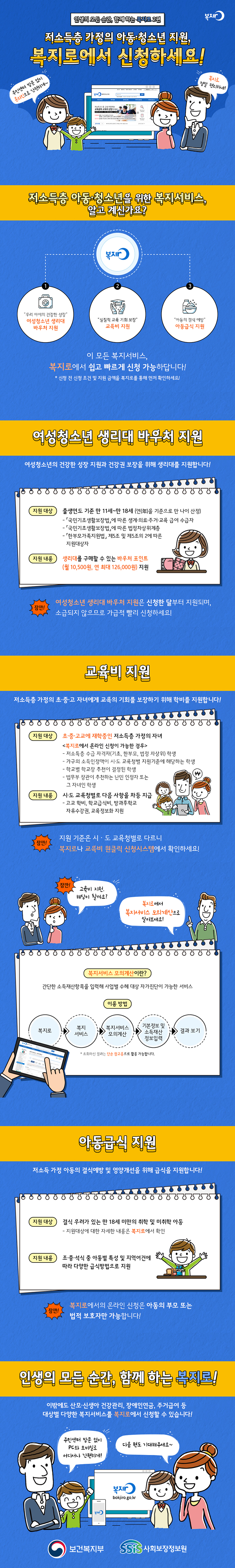 인생의 모든 순간, 함께 하는 복지로 2편 저소득층 가정의 아동·청소년 지원, 복지로에서 신청하세요!